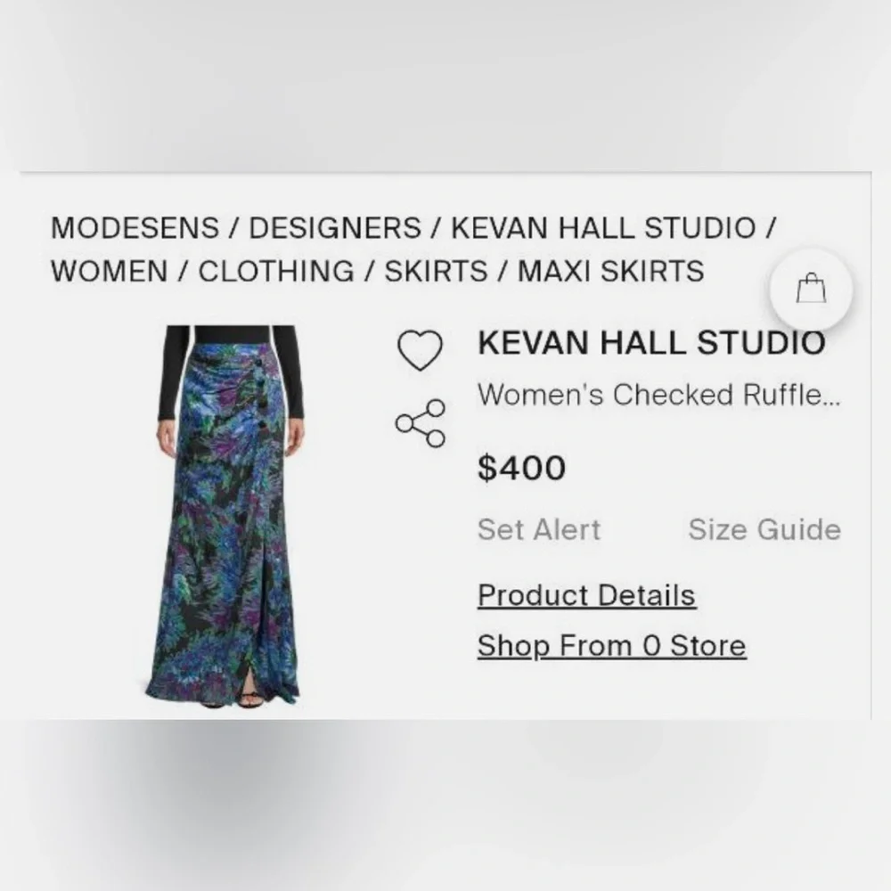NWT Kevan Hall Floral Maxi Skirt - Black and Blue